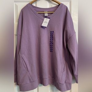 NWT Lavender V-Neck Sweatshirt with Pockets. Brushed Fleece - very soft.